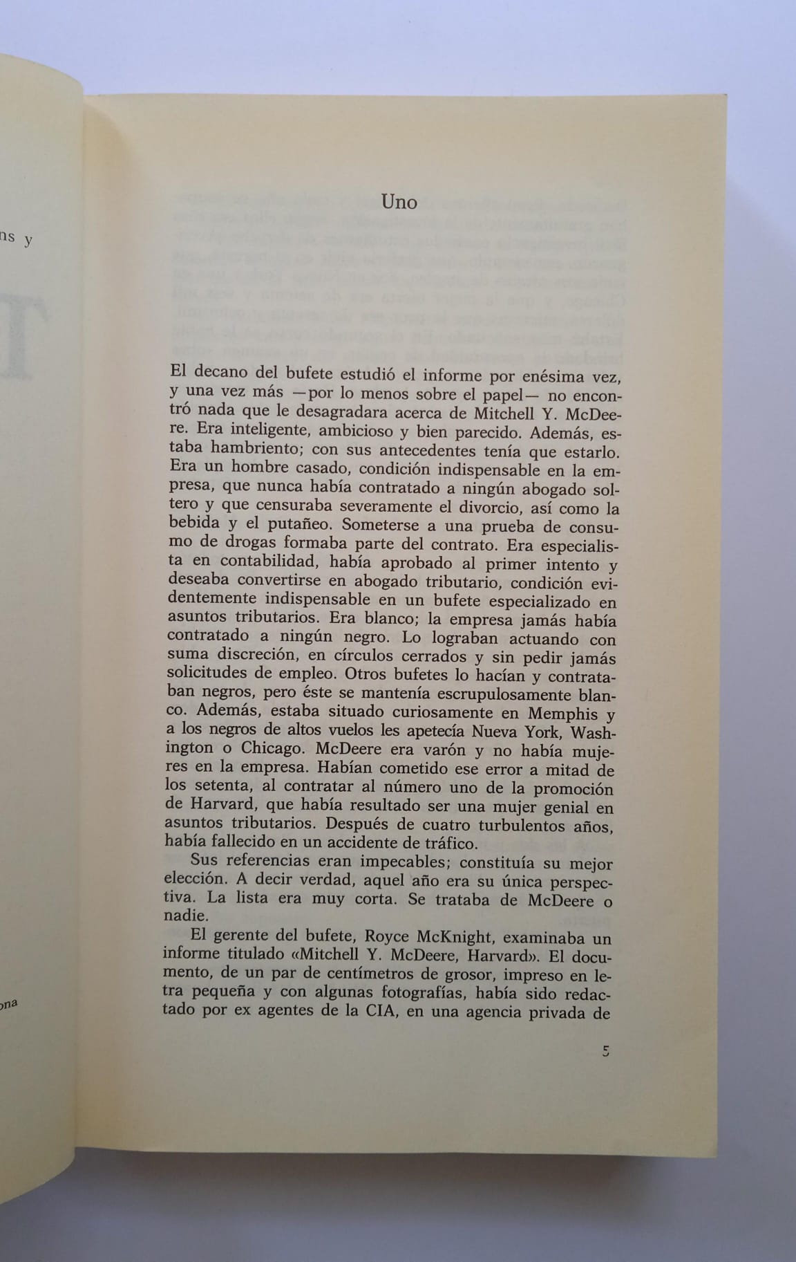 Libro La Tapadera. John Grisham. 1992