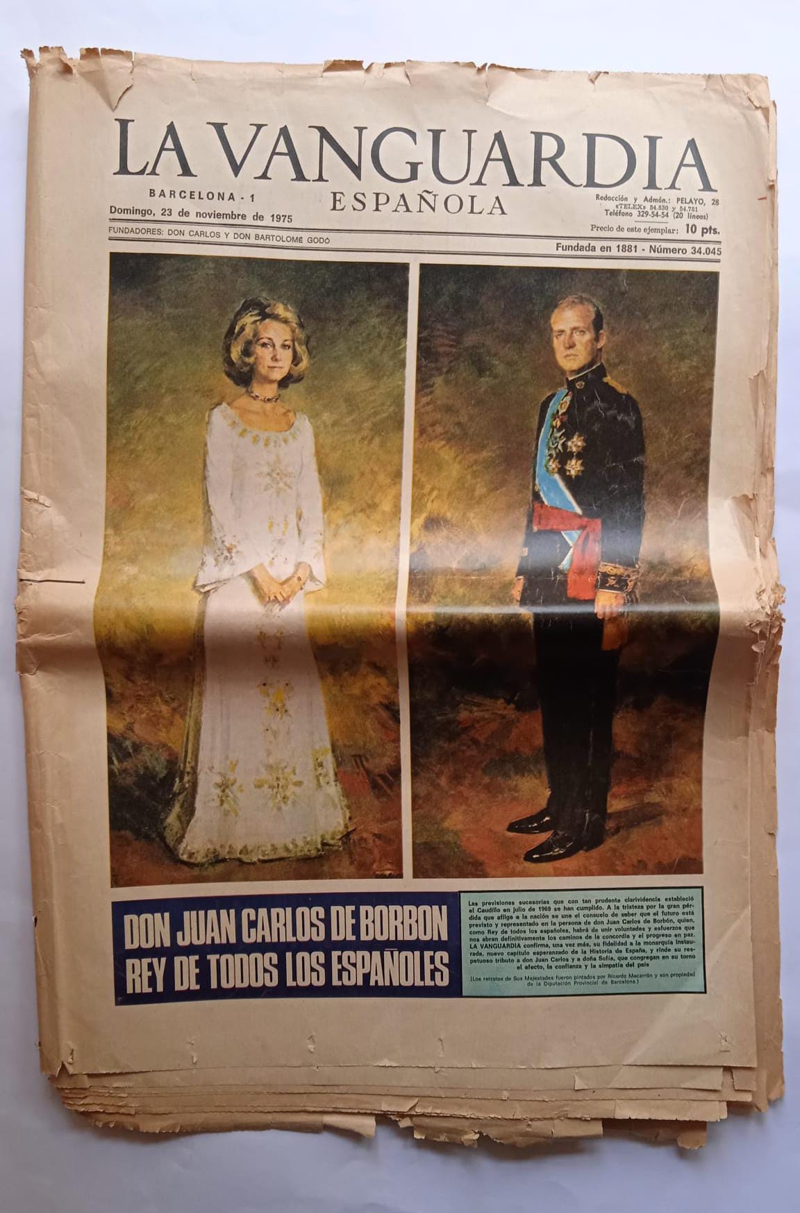 Periódico La Vanguardia, 23 de noviembre de 1975