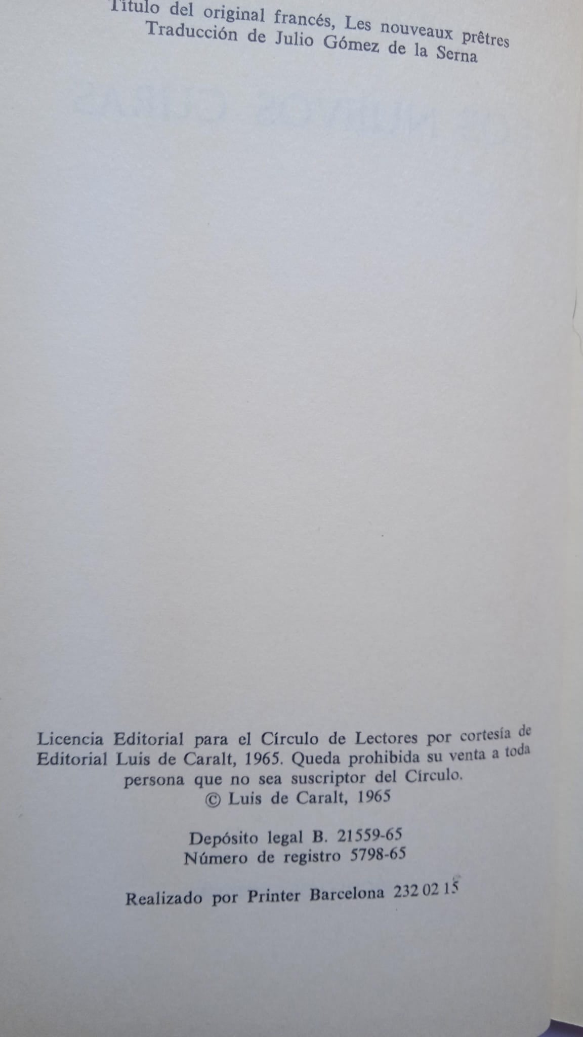 Libro Los nuevos curas. Michel de Saint Pierre. 1965