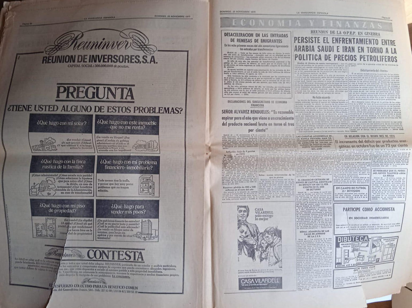 Periódico La Vanguardia, 23 de noviembre de 1975