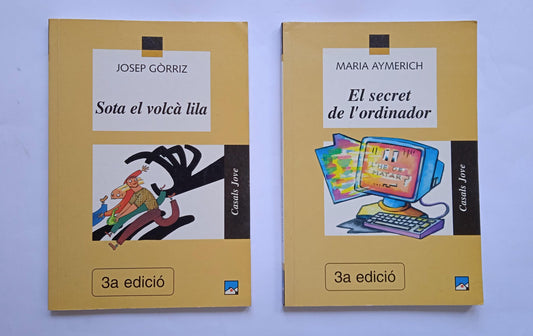 Libros de Casals Jove: Sota el volcà lila y  El secret de l'ordinador. 1998