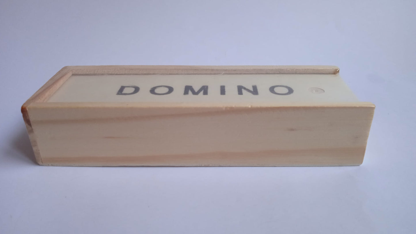 Juego de Dominó con piezas de madera y caja de madera