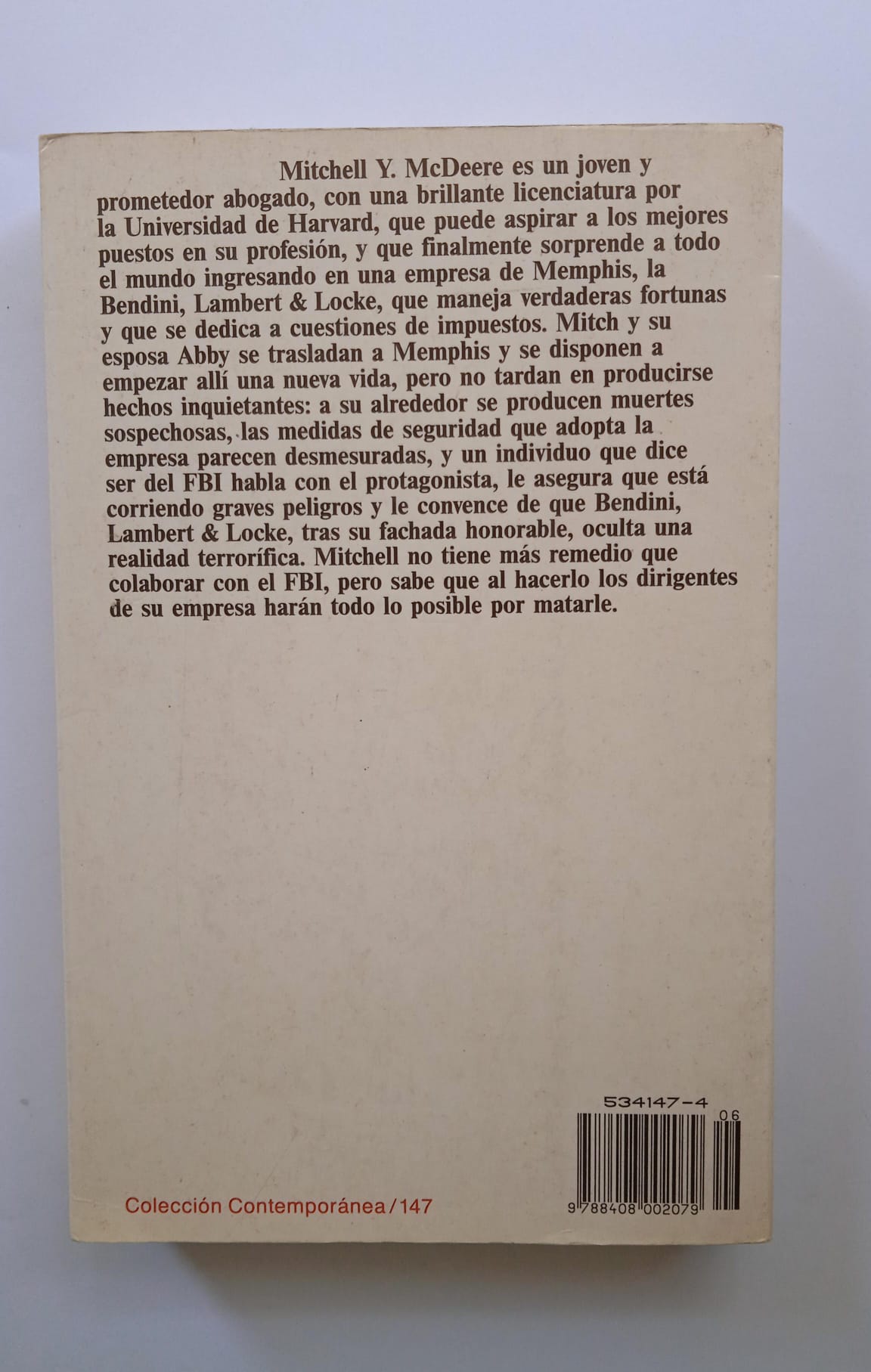 Libro La Tapadera. John Grisham. 1992