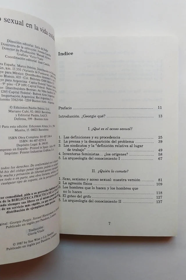 Libro El acoso sexual en la vida cotidiana.  Sue Wise y Liz Stanley. 1995