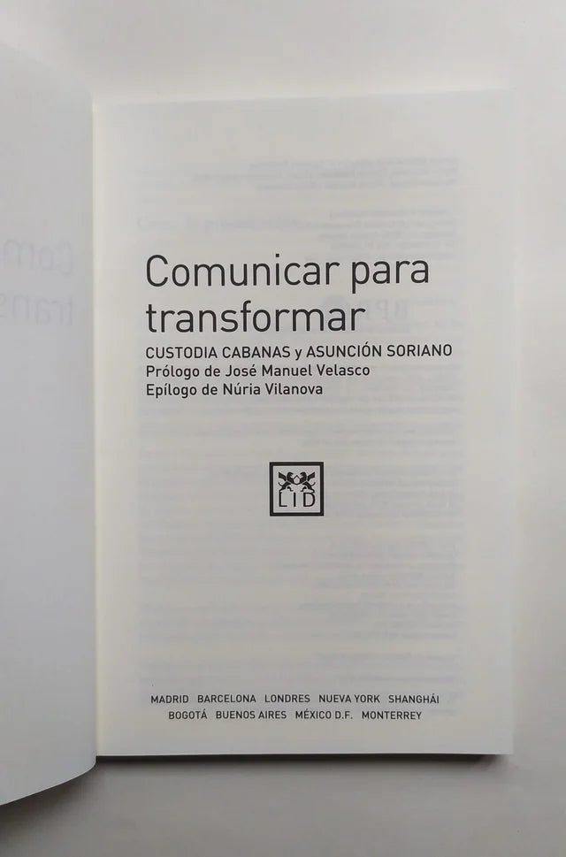 Libro Comunicar para transformar. Custodia Cabanas y Asunción Soriano