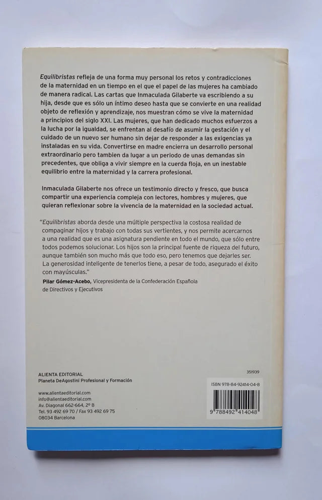 Libro Equilibristas Entre la maternidad y la profesión. Inmaculada Gilaberte