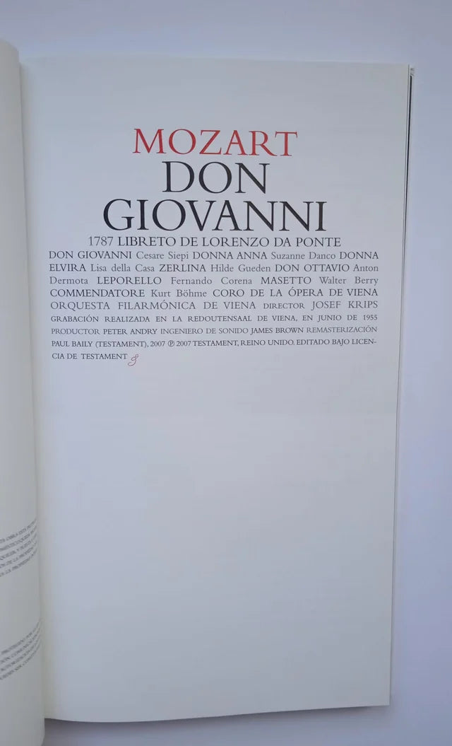 Clásicos de la Opera: Mozart Don Giovanni 33. Los Clásicos de la Opera 400 años.